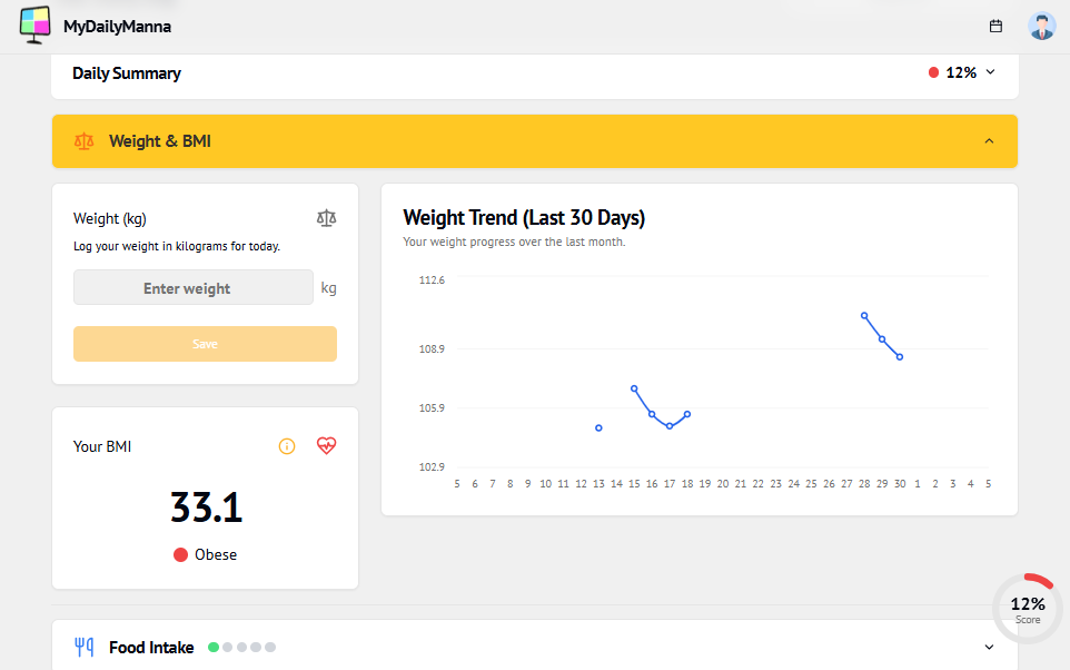 My Daily Vitals - Desktop View 2