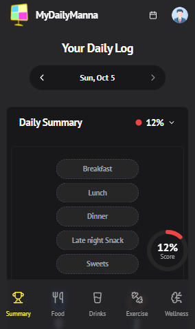 My Daily Vitals - Mobile View